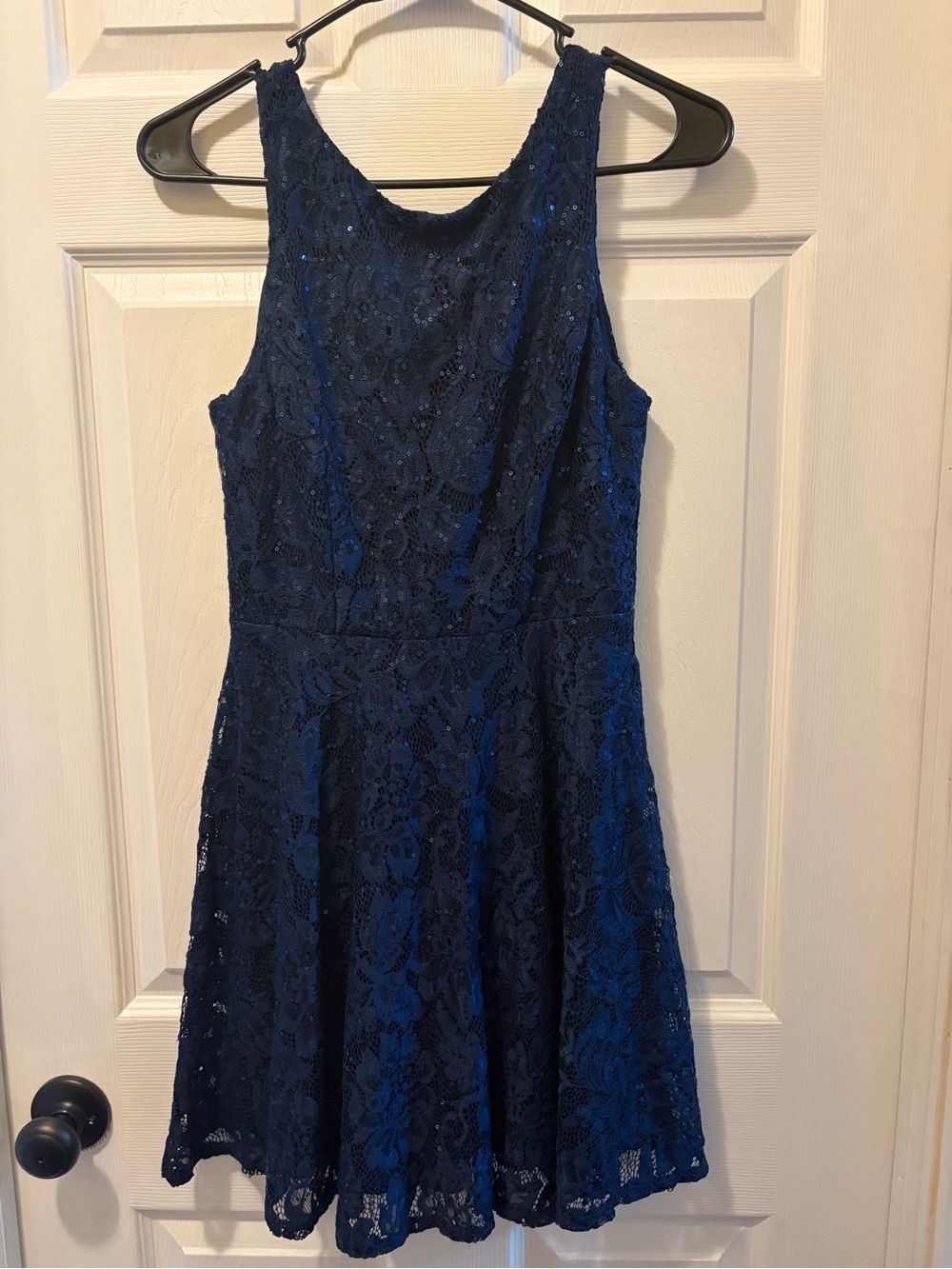 Speedo Navy Blue Lace Sleeveless Fit-and-Flare Dress